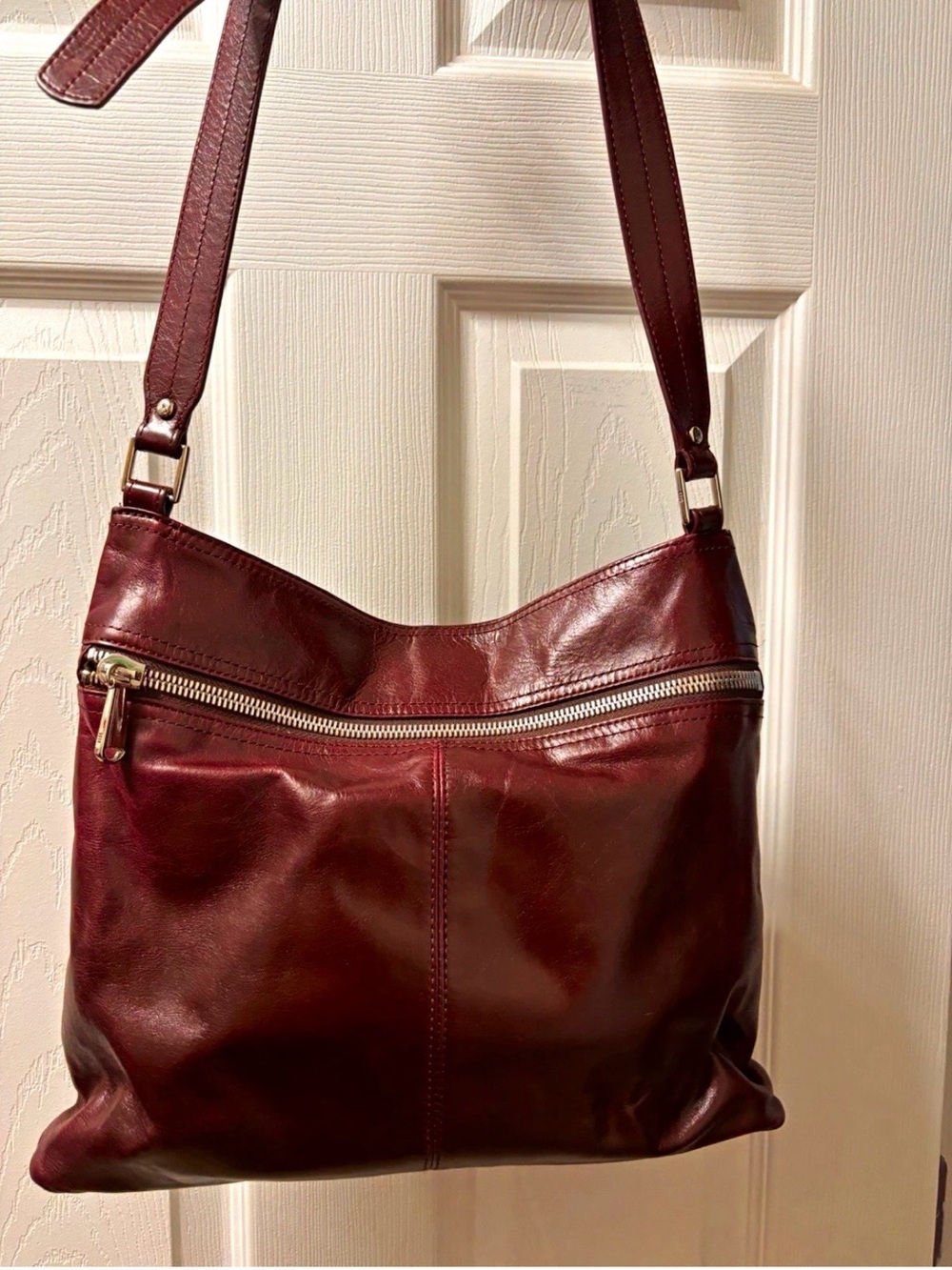 HOBO Deep Burgundy Leather Crossbody Shoulder Bag